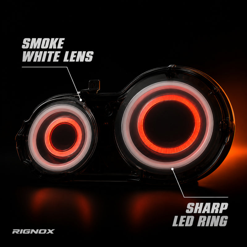 2008-2024 Nissan GT-R R35 Sequential LED Tail Lights — smoke white sequential lens detail - T-GTR-SW