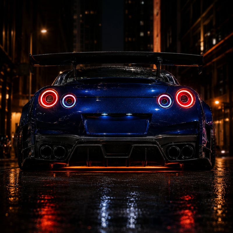 2008-2024 Nissan GT-R R35 Sequential LED Tail Lights — smoke white sequential scene02 - T-GTR-SRGB
