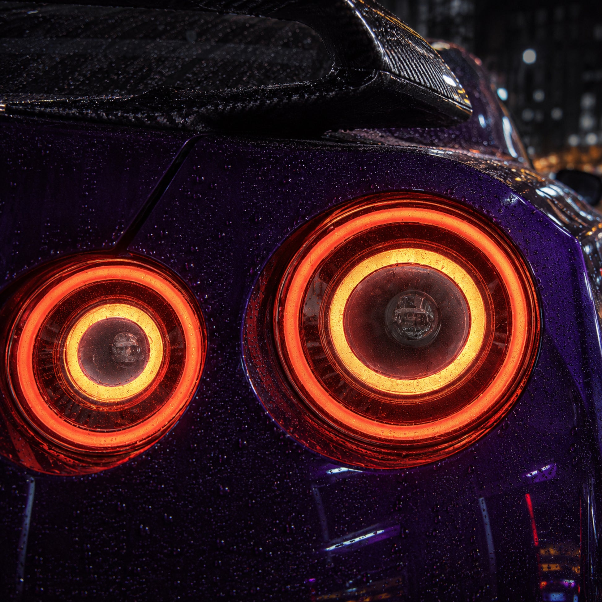 2008-2024 Nissan GT-R R35 Sequential LED Tail Lights — smoke white sequential tail light close up - T-GTR-SW