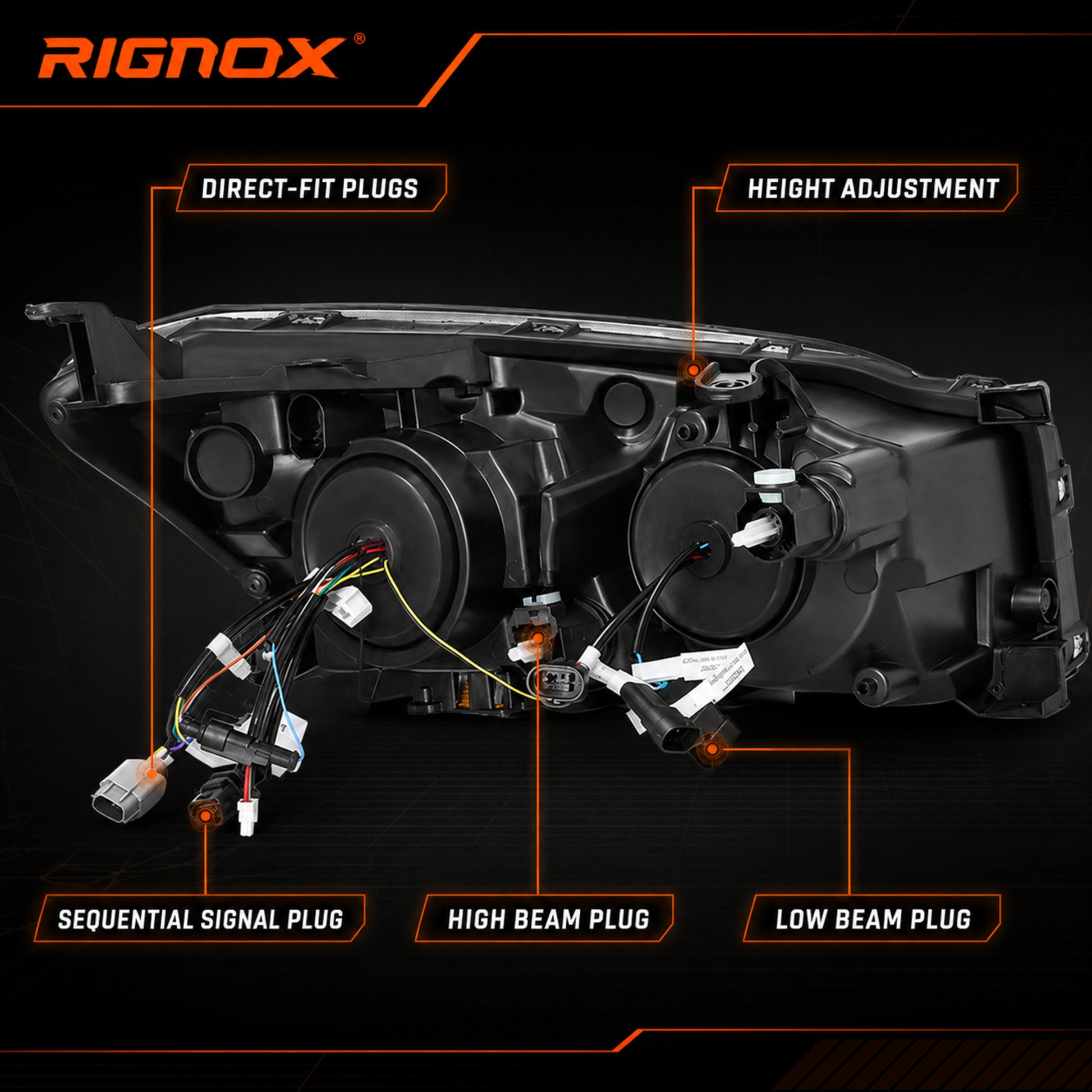 2009-2012 Toyota RAV4 LED Dual Projector Headlights — black housing function