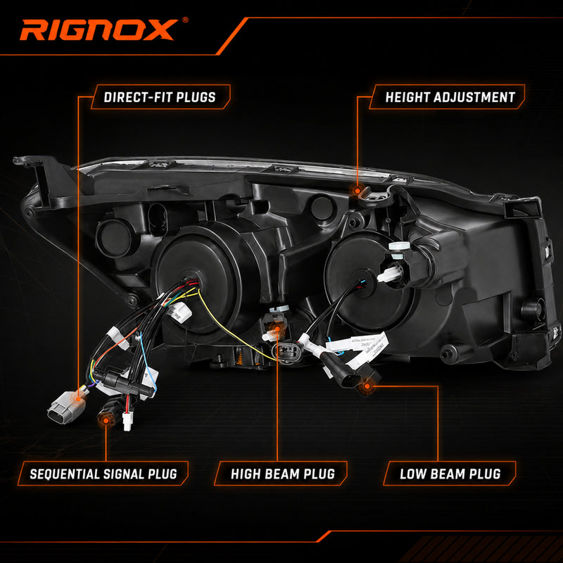 2009-2012 Toyota RAV4 LED Dual Projector Headlights — black housing function