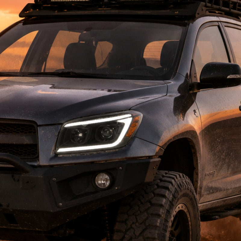 2009-2012 Toyota RAV4 LED Dual Projector Headlights — black housing off road dust
