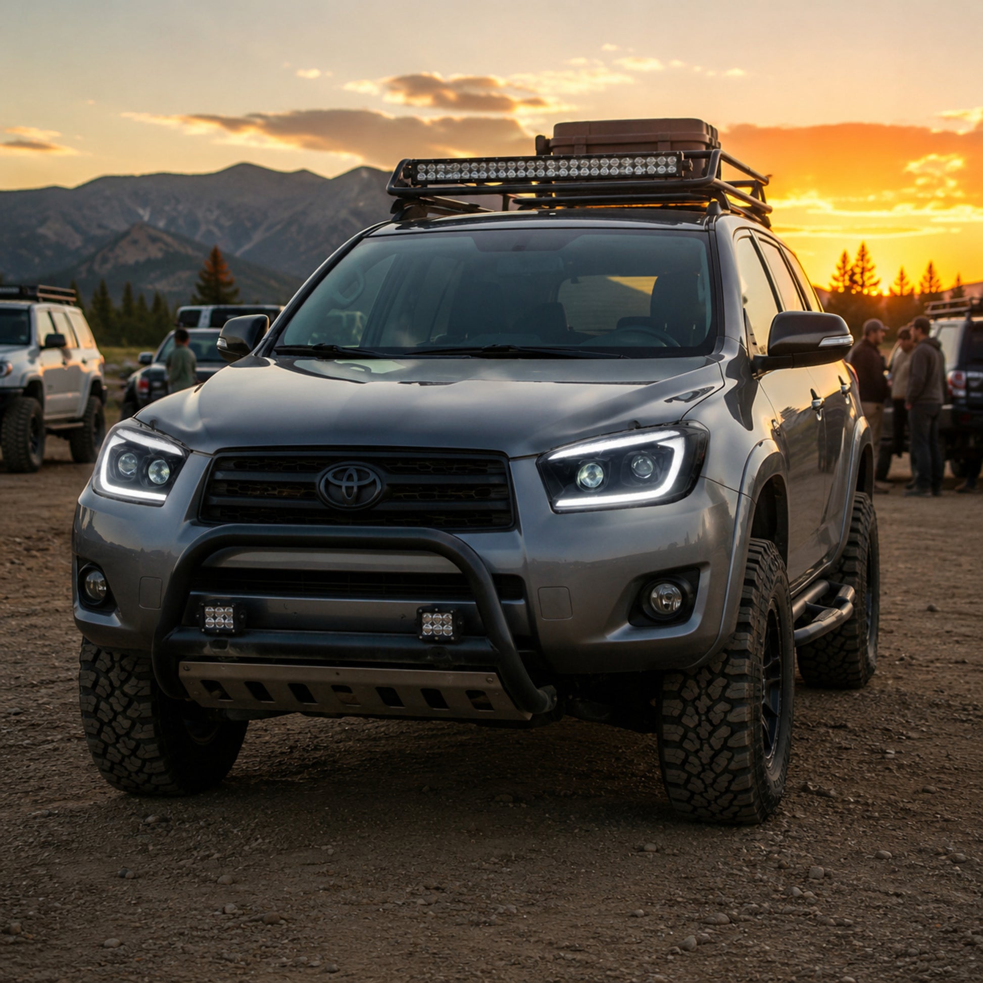 2009-2012 Toyota RAV4 LED Dual Projector Headlights — black housing rav4 meet
