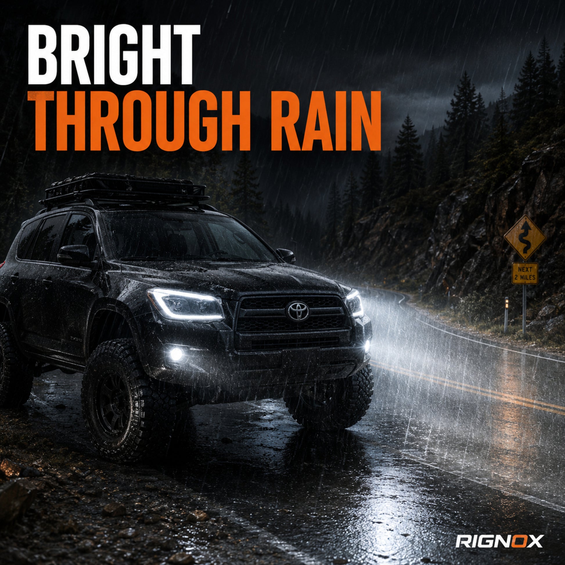 2009-2012 Toyota RAV4 LED Dual Projector Headlights — black housing rain lighting