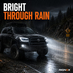 2009-2012 Toyota RAV4 LED Dual Projector Headlights — black housing rain lighting
