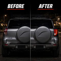 2009-2012 Toyota RAV4 Sequential LED Tail Lights — smoked before after house street - T-RAV4-09-SR