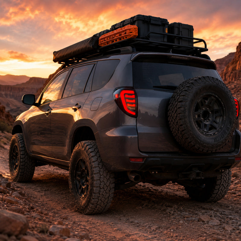 2009-2012 Toyota RAV4 Sequential LED Tail Lights — smoked dusk trail rear45 - T-RAV4-09-SR