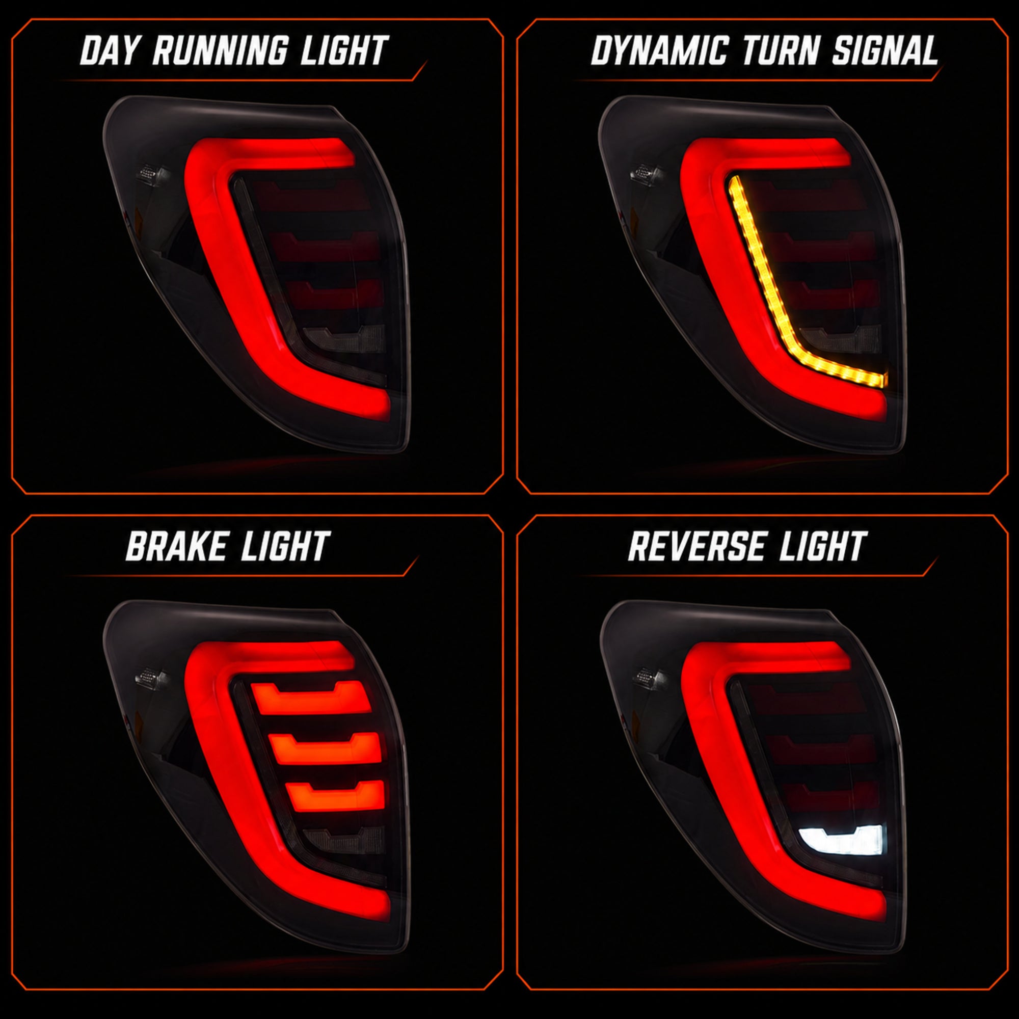 2009-2012 Toyota RAV4 Sequential LED Tail Lights — smoked four lighting modes - T-RAV4-09-SR