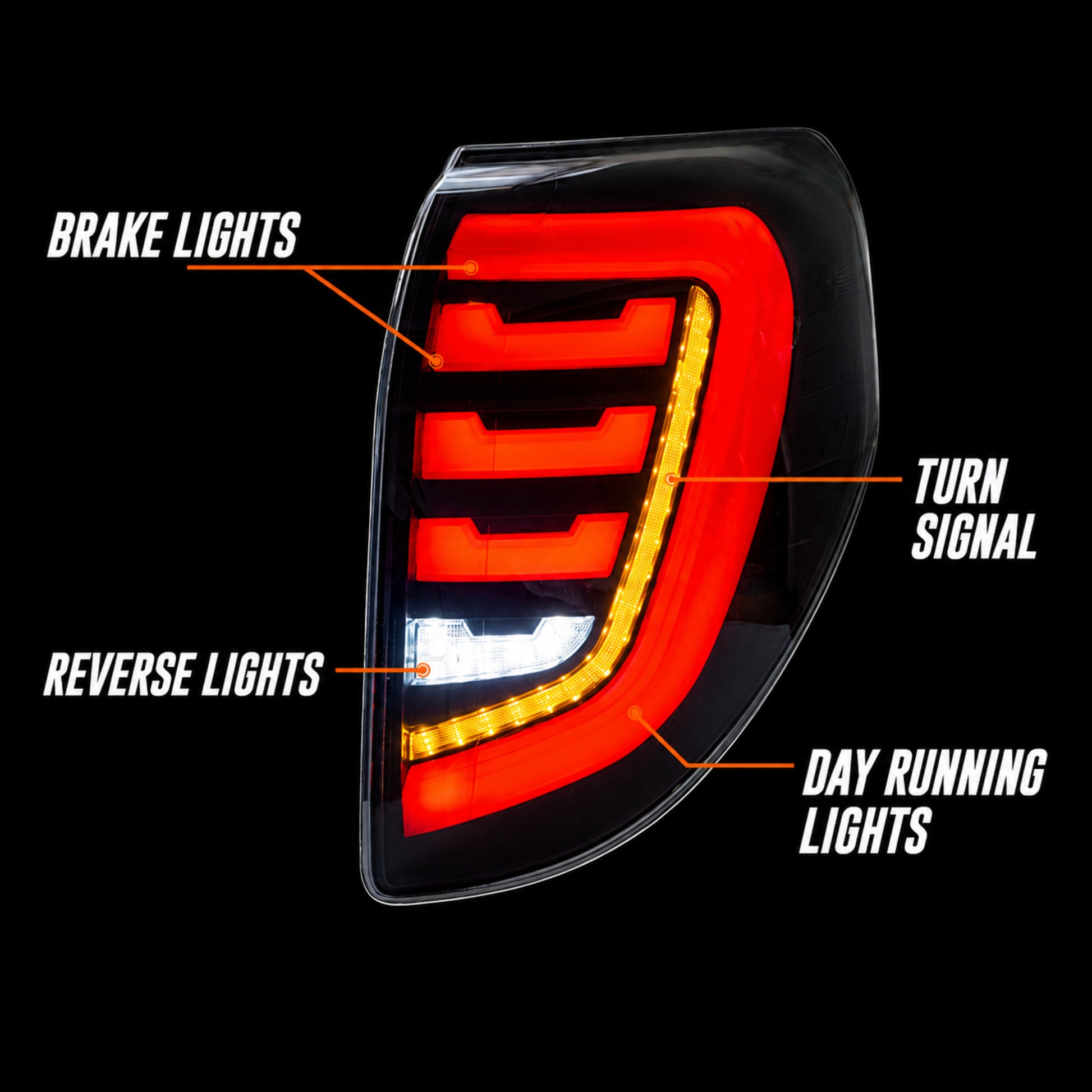 2009-2012 Toyota RAV4 Sequential LED Tail Lights — smoked function layout - T-RAV4-09-SR
