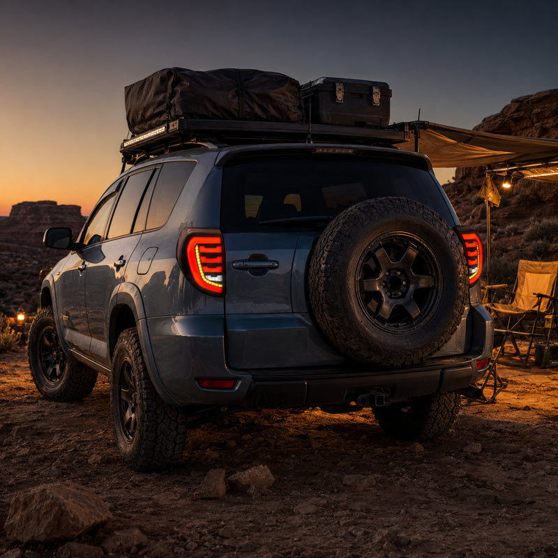 2009-2012 Toyota RAV4 Sequential LED Tail Lights — smoked overland camp dusk - T-RAV4-09-SR