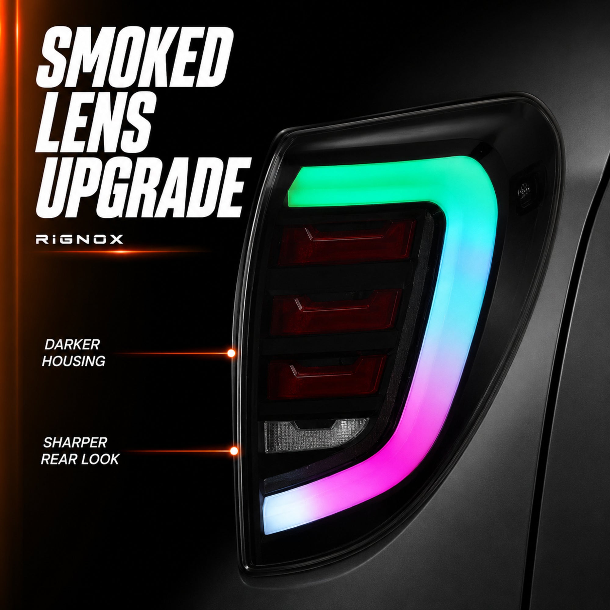 2009-2012 Toyota RAV4 Sequential LED Tail Lights — smoked RGB lens detail15 - T-RAV4-09-SRGB