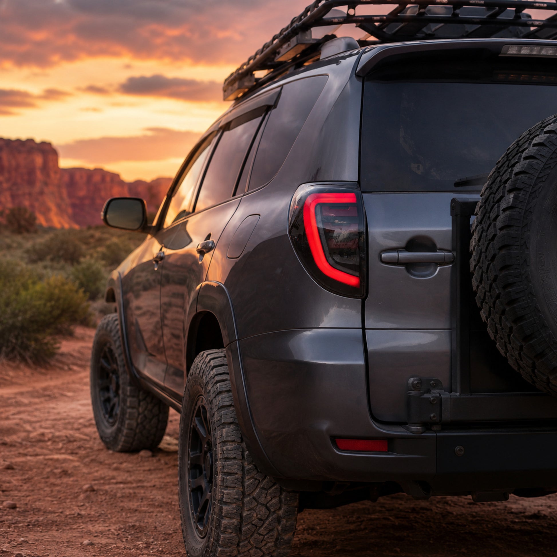 2009-2012 Toyota RAV4 Sequential LED Tail Lights — smoked sequential canyon driveway dusk - T-RAV4-09-SR