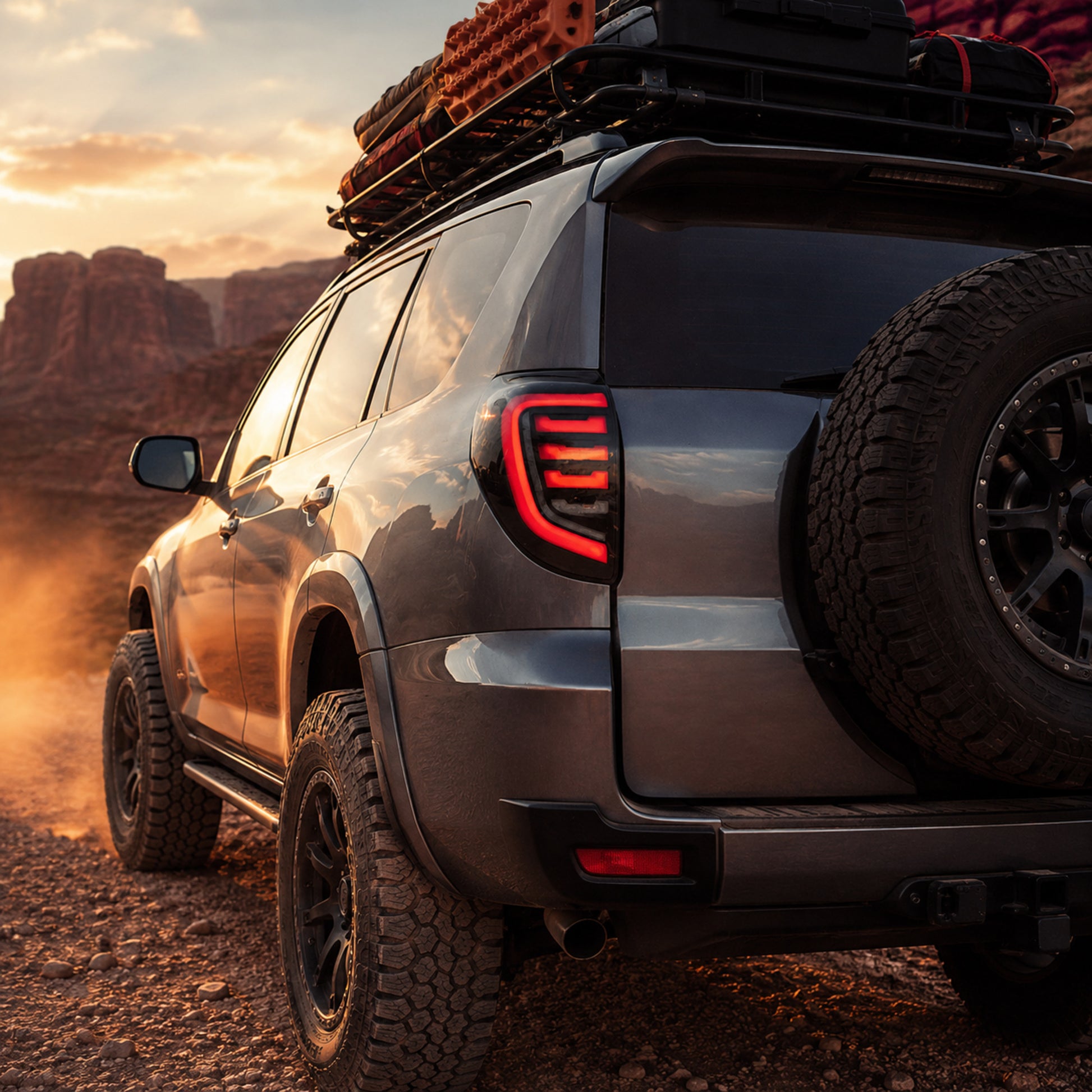 2009-2012 Toyota RAV4 Sequential LED Tail Lights — smoked sequential desert dusk rear45 - T-RAV4-09-SR