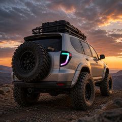 2009-2012 Toyota RAV4 Sequential LED Tail Lights — smoked sequential LED low angle trail lifted tires - T-RAV4-09-SRGB