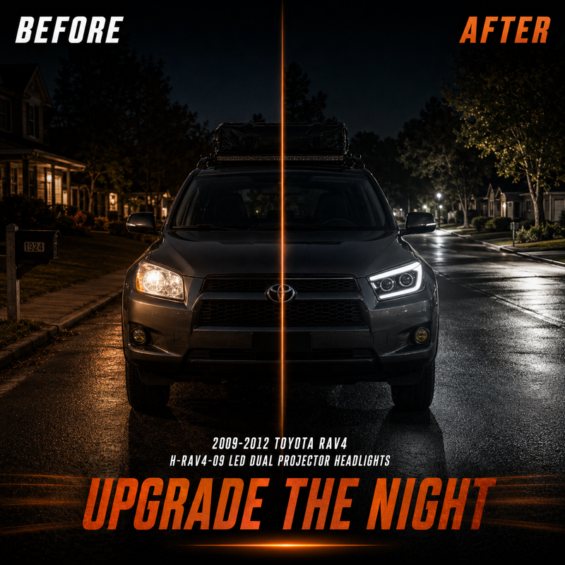 2009-2012 Toyota RAV4 LED Dual Projector Headlights — h rav4 09 LED dual projector before after