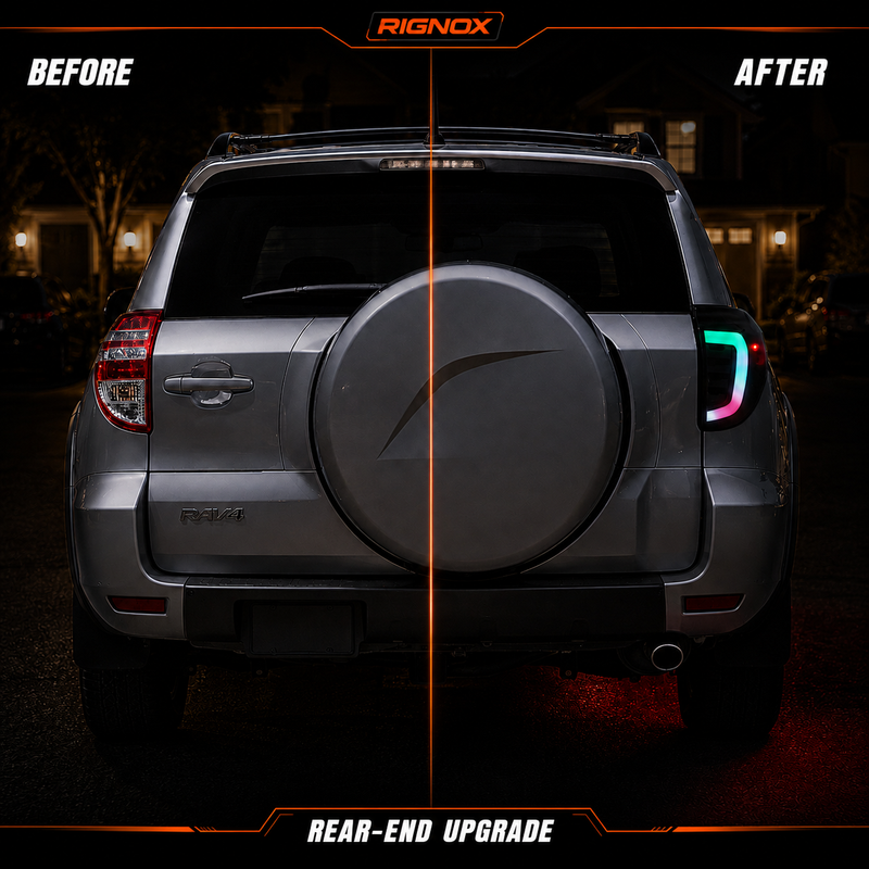 2009-2012 Toyota RAV4 Sequential LED Tail Lights — sequential LED before after rignox - T-RAV4-09-SRGB