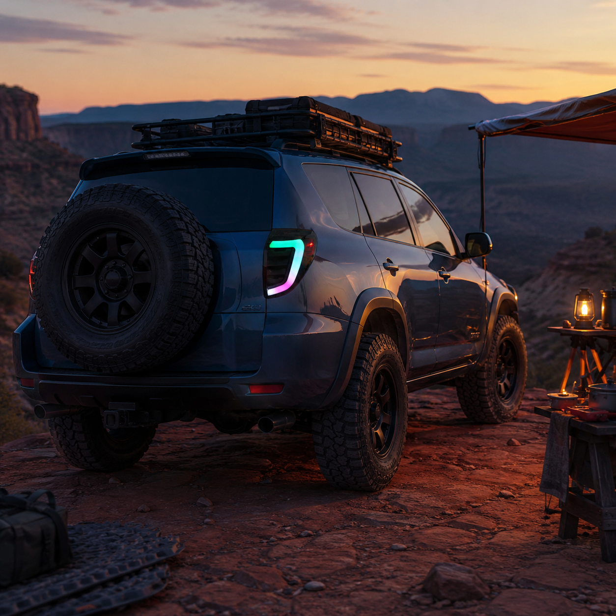 2009-2012 Toyota RAV4 Sequential LED Tail Lights — smoked sequential LED dusk campsite deep blue gray - T-RAV4-09-SRGB
