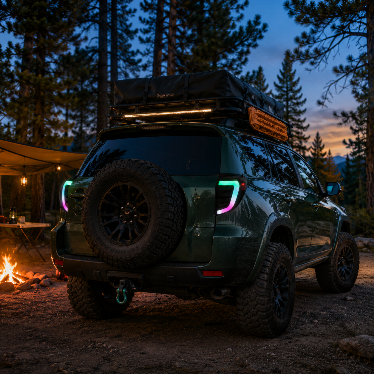 2009-2012 Toyota RAV4 Sequential LED Tail Lights — smoked sequential LED dusk campsite forest green - T-RAV4-09-SRGB