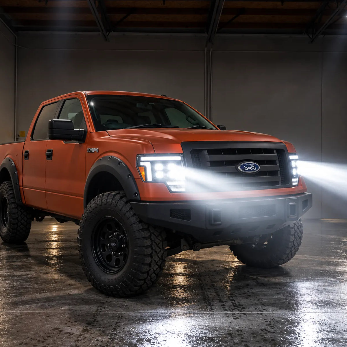 2009-2014 Ford F-150 & SVT Raptor (12th Gen) LED Projector Headlights Assembly — Pair — Night driving beam — H-F150-09-Q