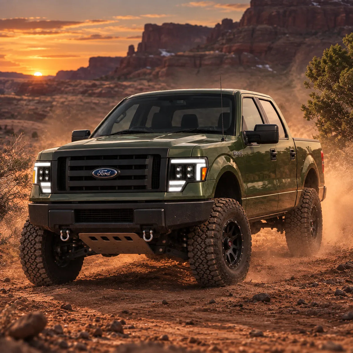 2009-2014 Ford F-150 & SVT Raptor (12th Gen) LED Projector Headlights Assembly — Pair — Off-road vehicle display — H-F150-09-Q
