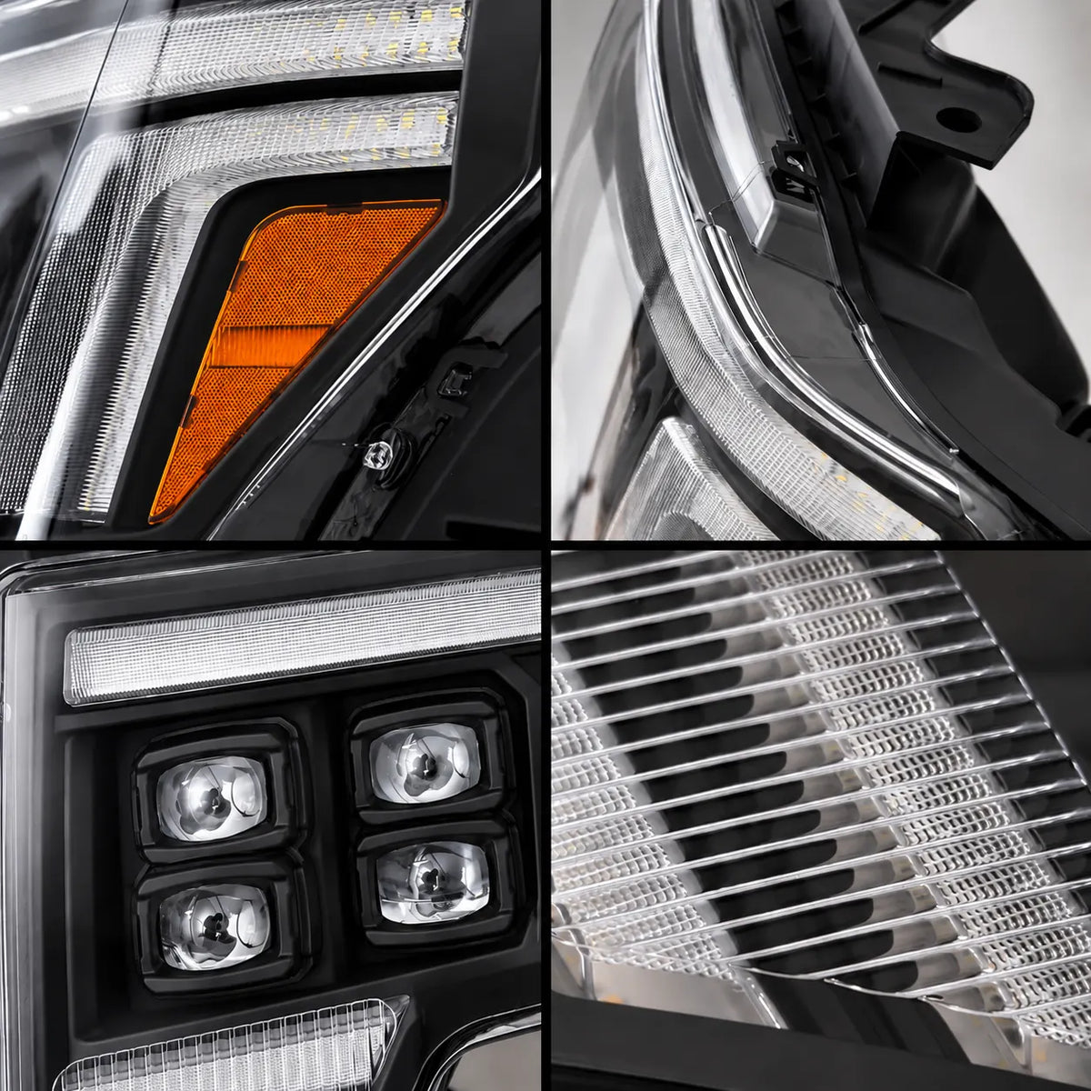 2009-2014 Ford F-150 & SVT Raptor (12th Gen) LED Projector Headlights Assembly — Pair — Headlight detail close-ups — H-F150-09-Q