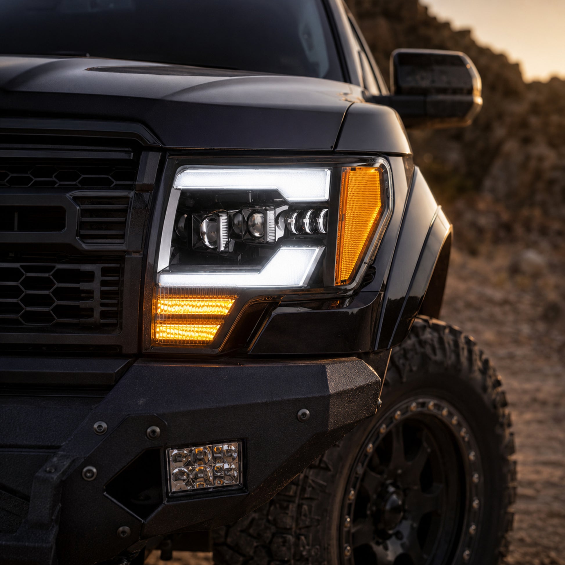 2009-2014 Ford F-150 LED Dual Projector Headlights — black housing close up08