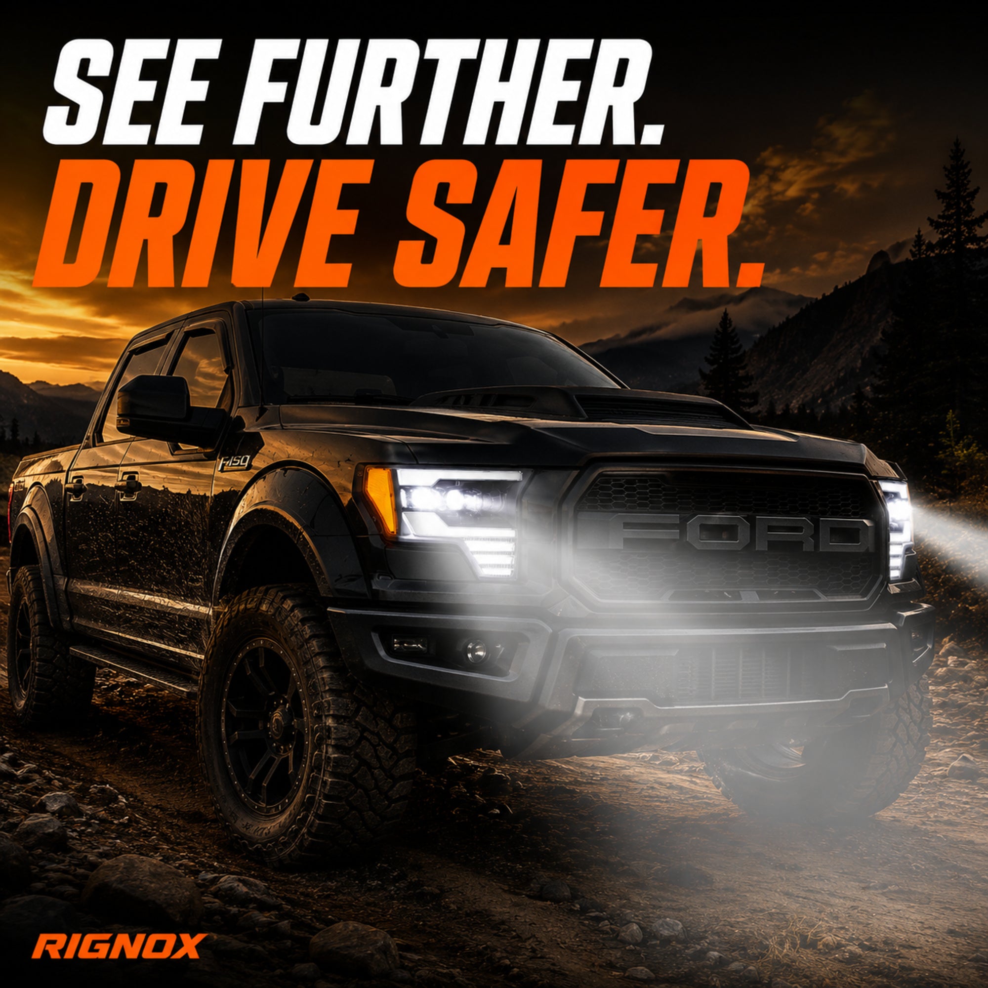 2009-2014 Ford F-150 LED Dual Projector Headlights — black housing drive safer14