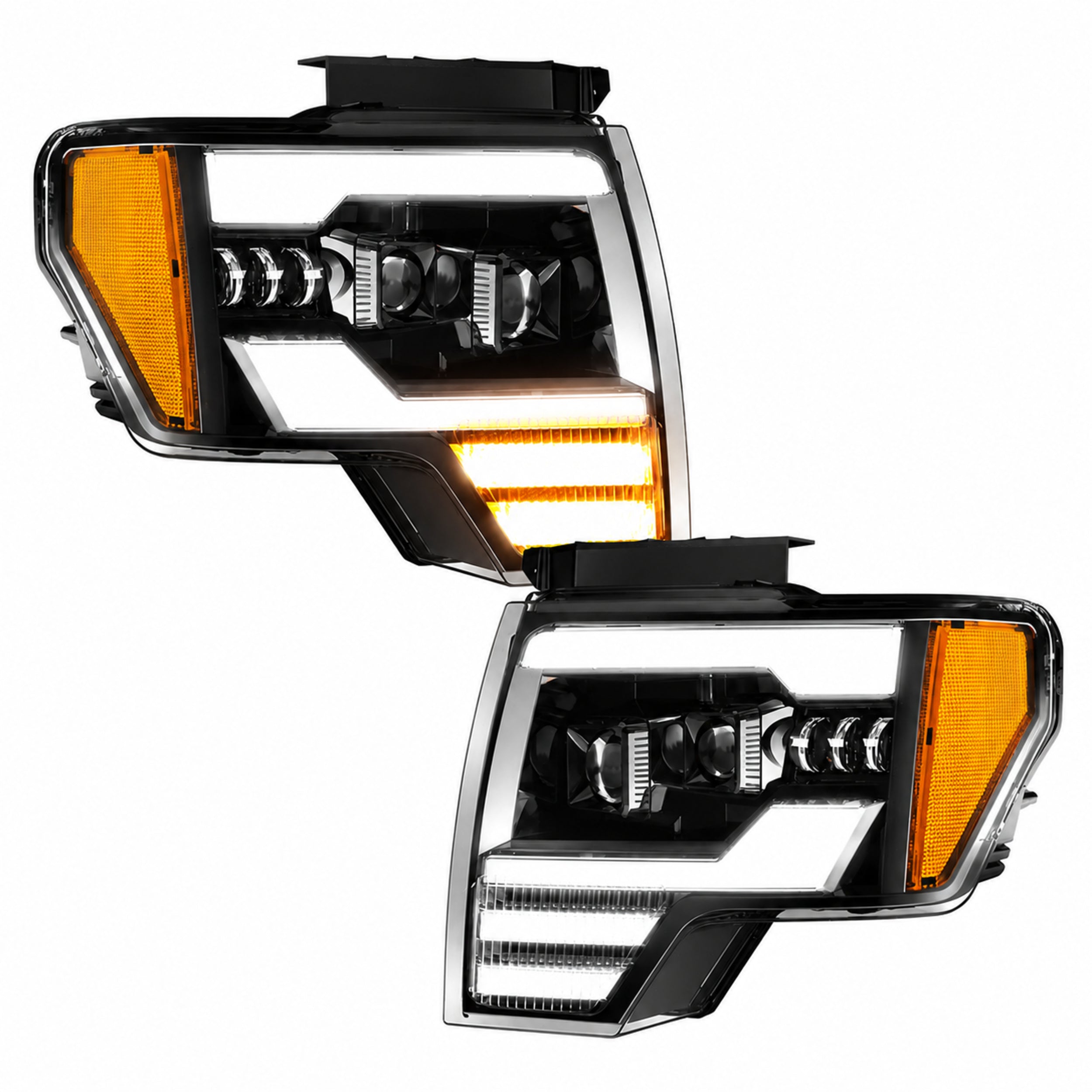 2009-2014 Ford F-150 LED Dual Projector Headlights — black housing main01