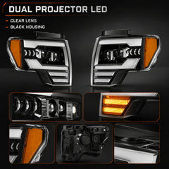 2009-2014 Ford F-150 LED Dual Projector Headlights — black housing product detail16