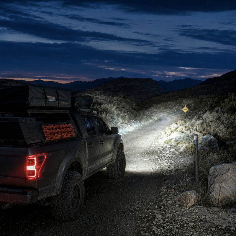 2009-2014 Ford F-150 LED Dual Projector Headlights — black housing trail lighting03