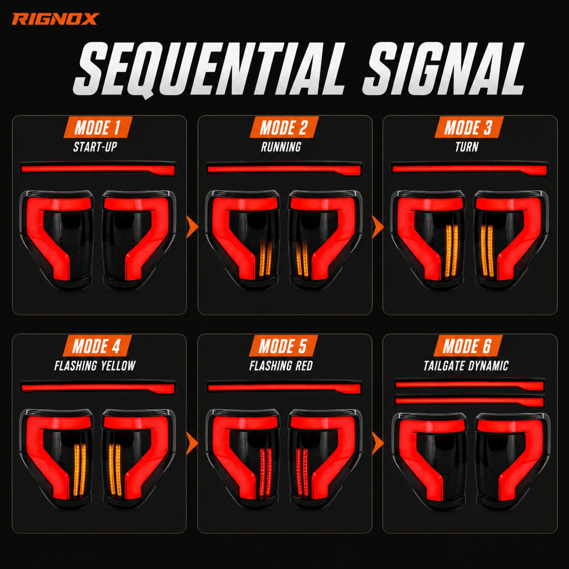 2009-2014 Ford F-150 Sequential LED Tail Lights — smoke red bar function sequential11 - T-F150-09-TG