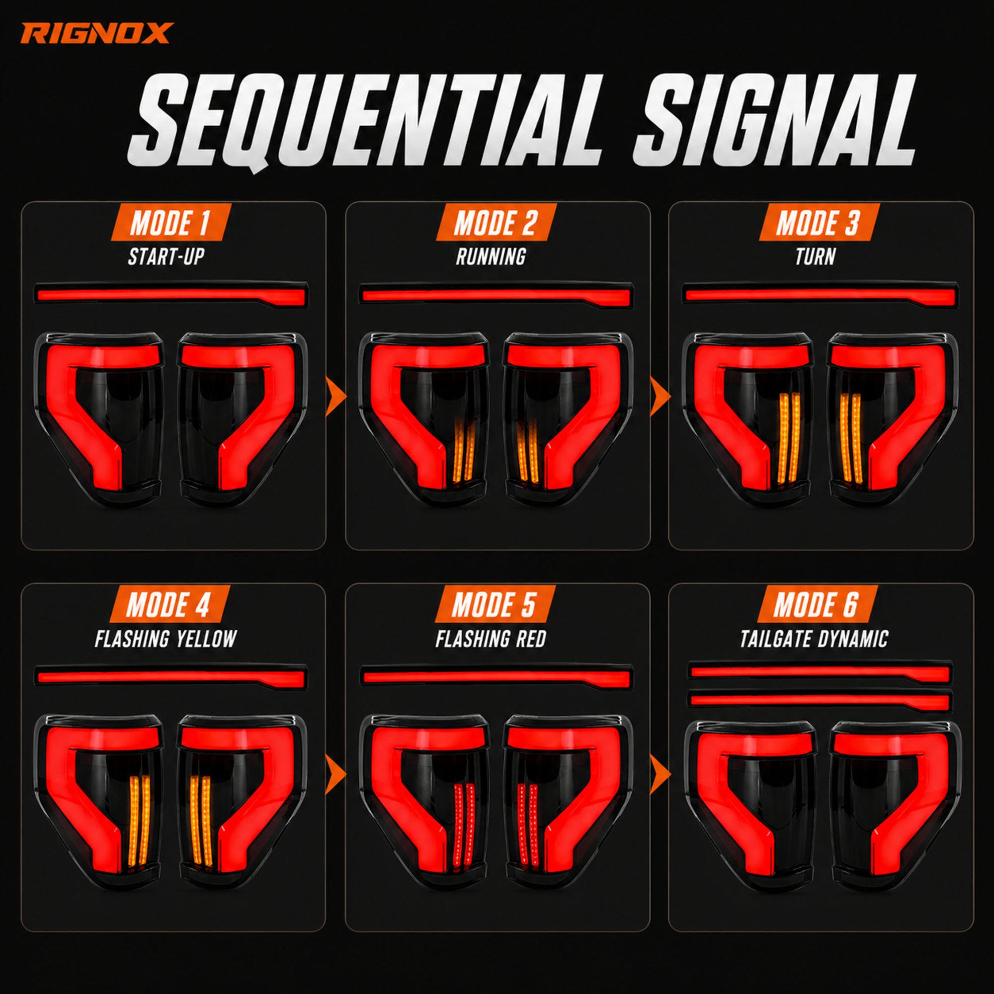 2009-2014 Ford F-150 Sequential LED Tail Lights — smoke red bar function sequential11 - T-F150-09-TG