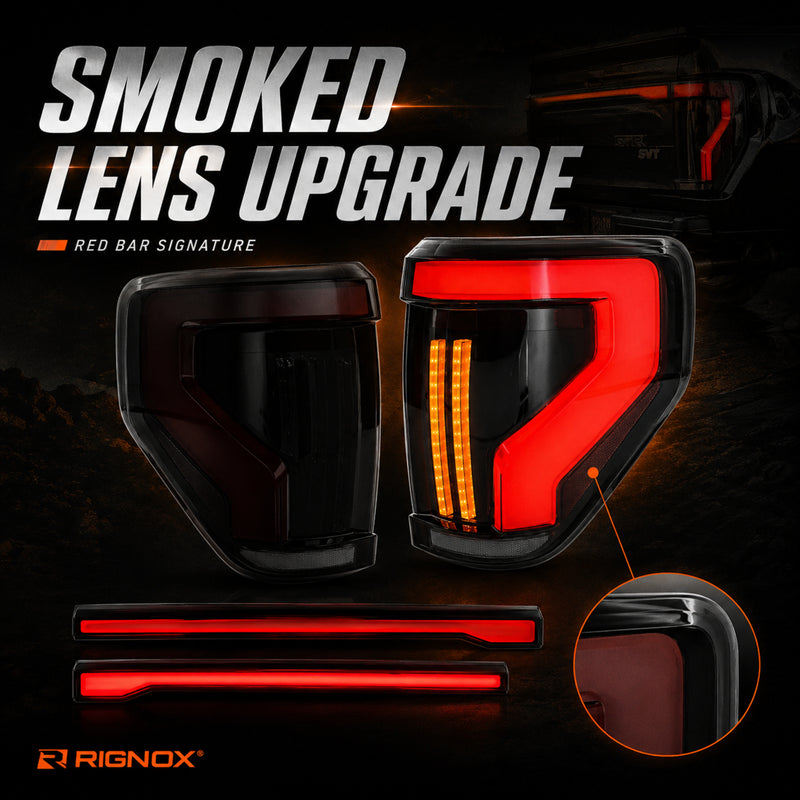 2009-2014 Ford F-150 Sequential LED Tail Lights — smoke red bar function smoked lens12 - T-F150-09-TG