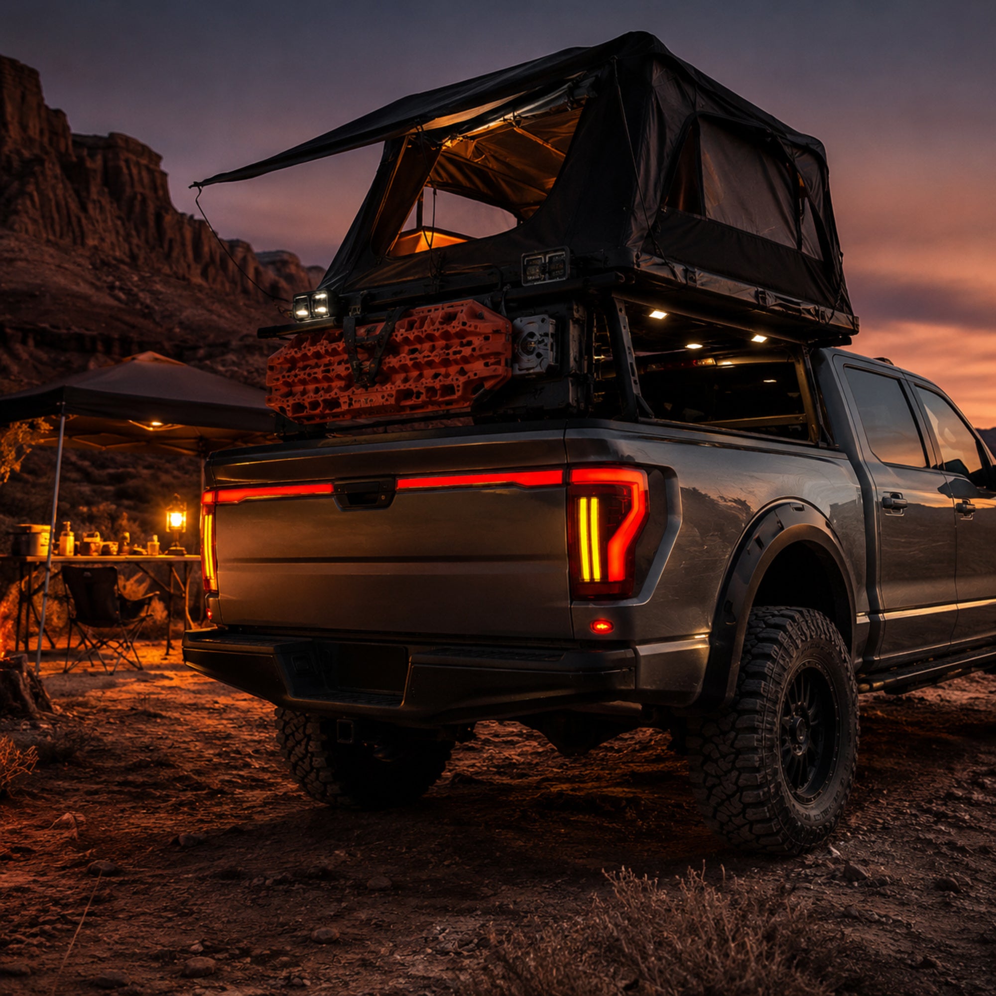 2009-2014 Ford F-150 Sequential LED Tail Lights — smoke red bar overlanding camp04 - T-F150-09-TG