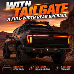 2009-2014 Ford F-150 Sequential LED Tail Lights — with tailgate variant details — T-F150-09-TG