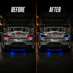 2009-2016 BMW Z4 E89 Sequential LED Tail Lights — blue ledsequential before after - T-Z4-SW-BLU