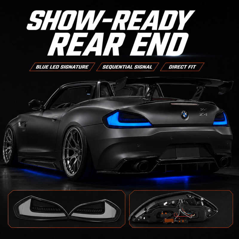 2009-2016 BMW Z4 E89 Sequential LED Tail Lights — blue ledsequential feature summary - T-Z4-SW-BLU