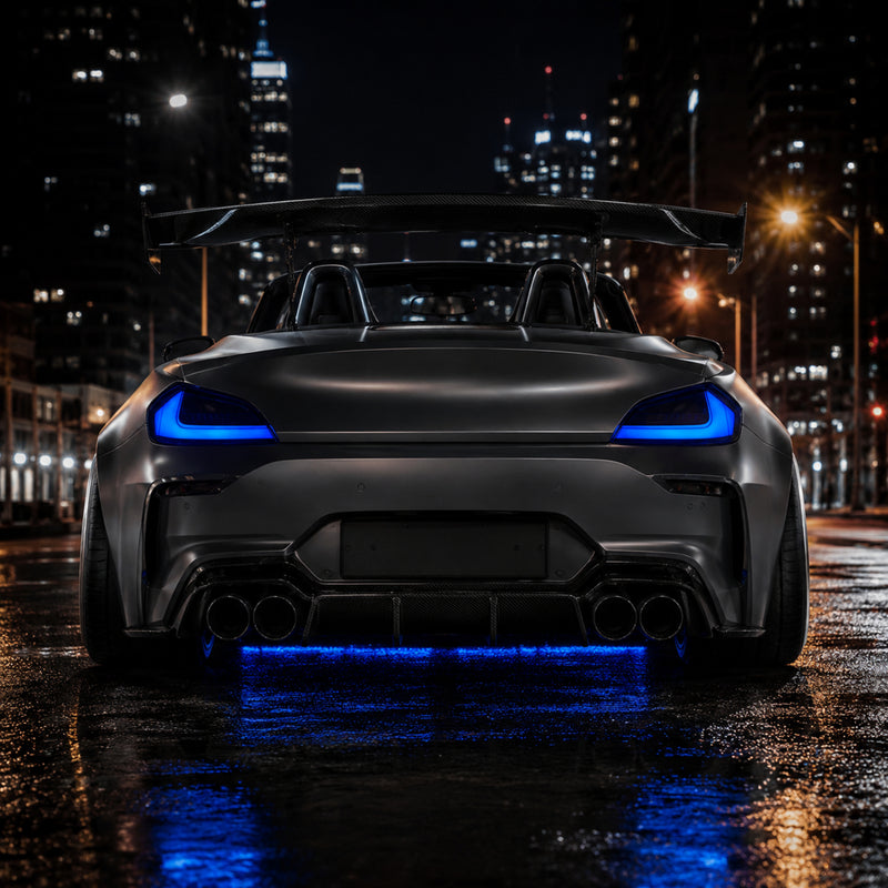 2009-2016 BMW Z4 E89 Sequential LED Tail Lights — blue ledsequential installed night - T-Z4-SW-BLU