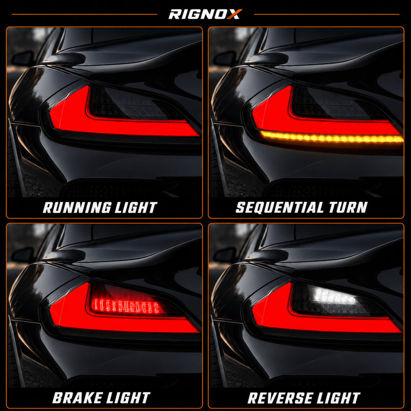 2009-2016 BMW Z4 E89 Sequential LED Tail Lights — clear red smoke red smoke white light modes function - T-Z4-SR