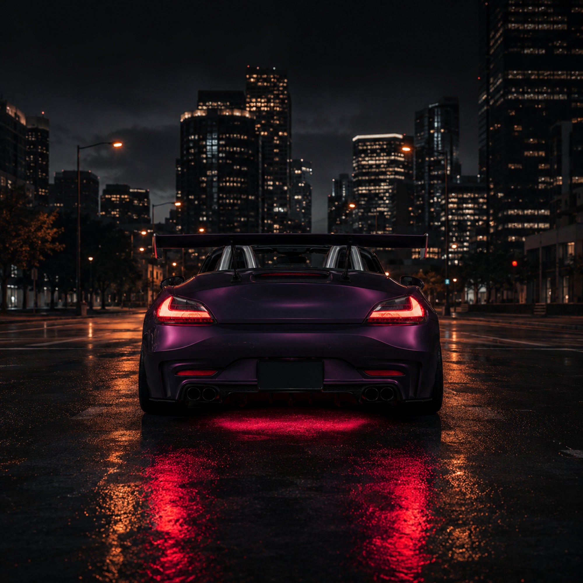 2009-2016 BMW Z4 E89 Sequential LED Tail Lights — clear red smoke red smoke white night distance rear view - T-Z4-CR