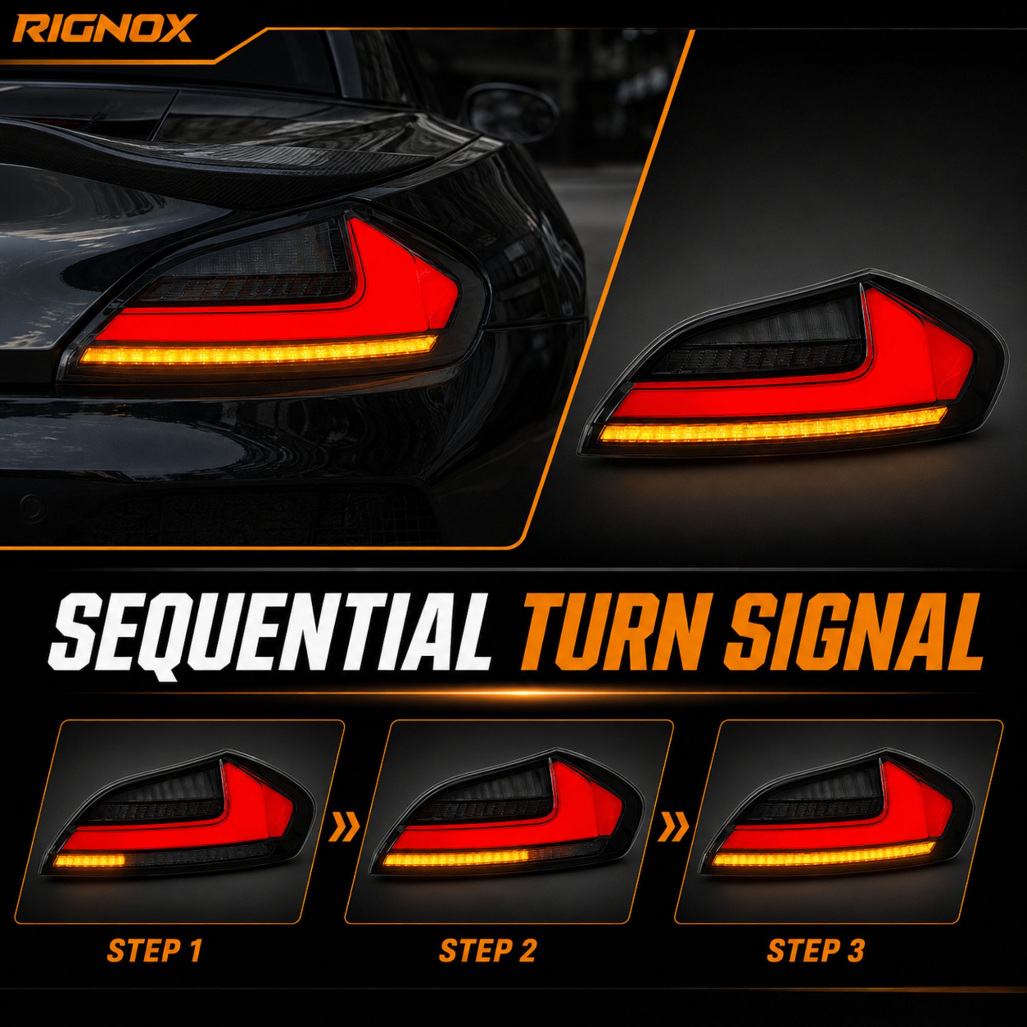 2009-2016 BMW Z4 E89 Sequential LED Tail Lights — clear red smoke red smoke white sequential turn signal - T-Z4-SR