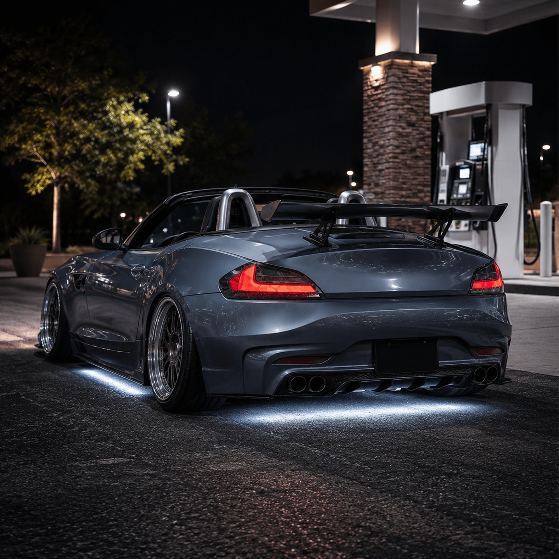 2009-2016 BMW Z4 E89 Sequential LED Tail Lights — clear red smoke red smoke white side rear45 view - T-Z4-CR