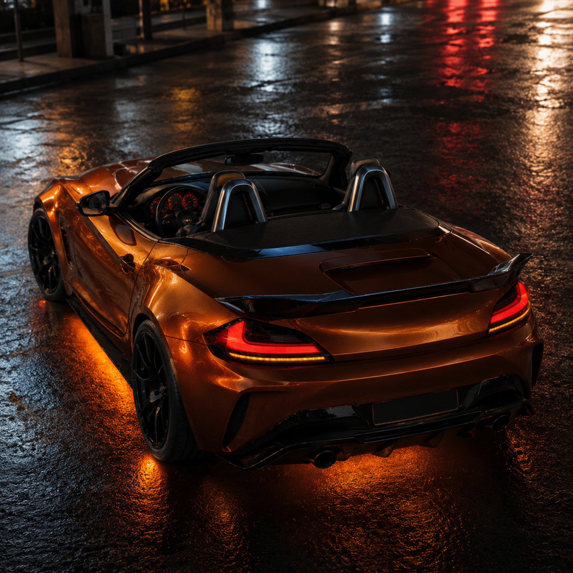 2009-2016 BMW Z4 E89 Sequential LED Tail Lights — clear red smoke red smoke white street rear view - T-Z4-SR