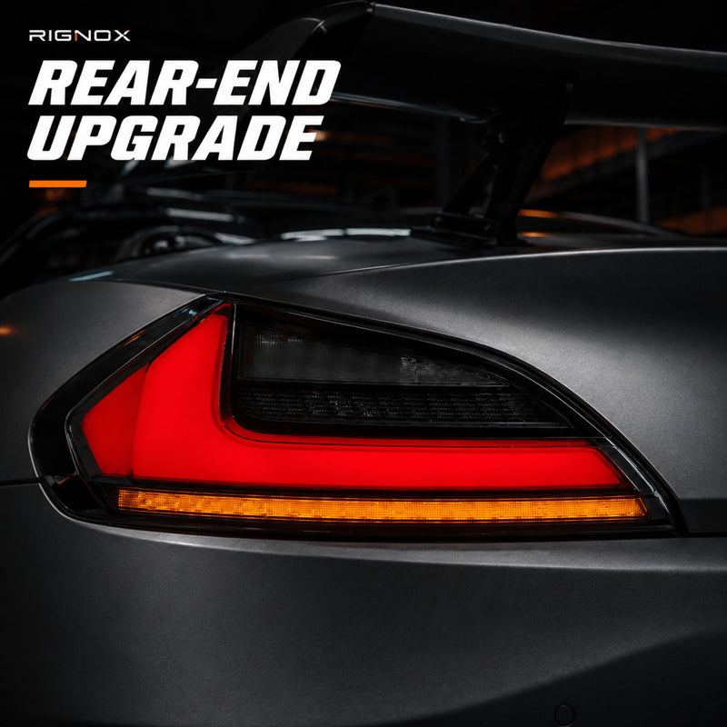 2009-2016 BMW Z4 E89 Sequential LED Tail Lights — clear red smoke red smoke white tail light close up - T-Z4-CR