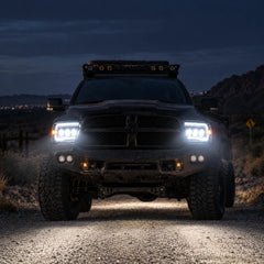 2009-2018 Ram 1500/2500/3500 and 2019-2024 Ram 1500 Classic LED Triple Projector Headlights — clear in the night — H-RAM09