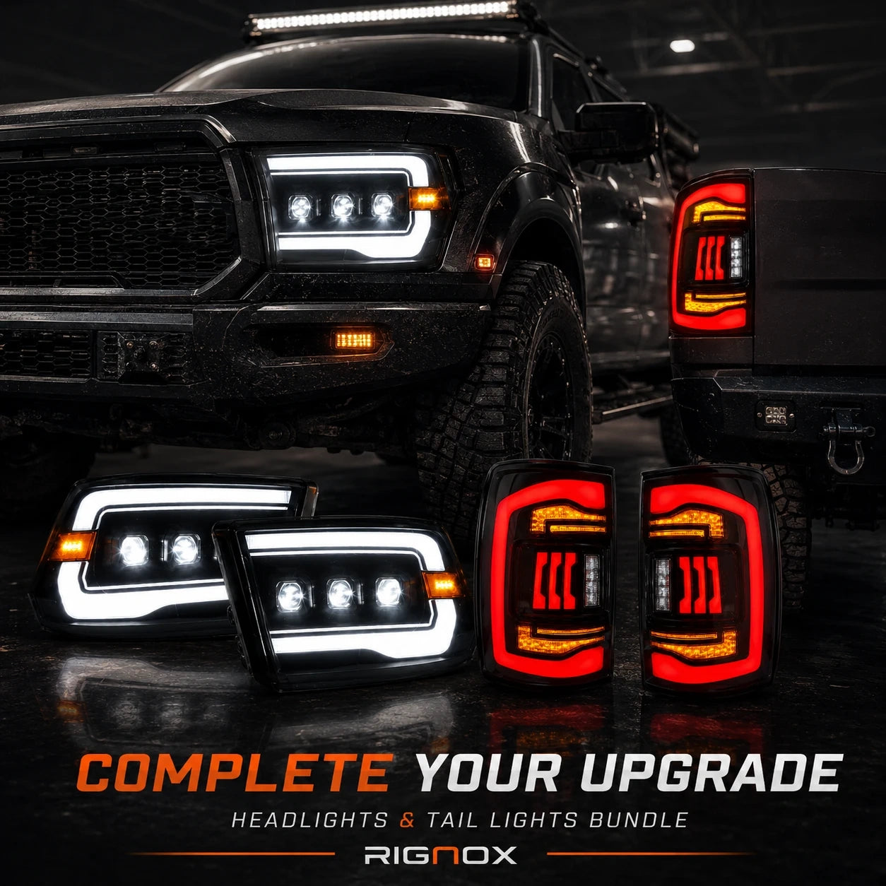 2009-2018 Ram 1500/2500/3500 and 2019-2024 Ram 1500 Classic LED Triple Projector Headlights — complete the upgrade — H-RAM09