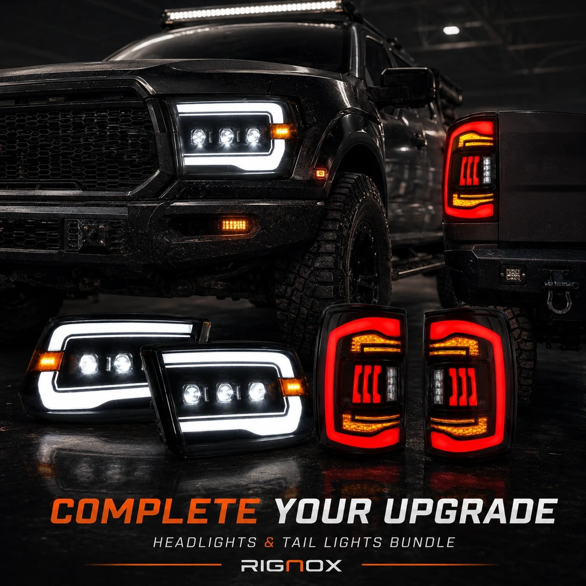 2009-2018 Ram 1500/2500/3500 and 2019-2024 Ram 1500 Classic LED Triple Projector Headlights — complete the upgrade — H-RAM09