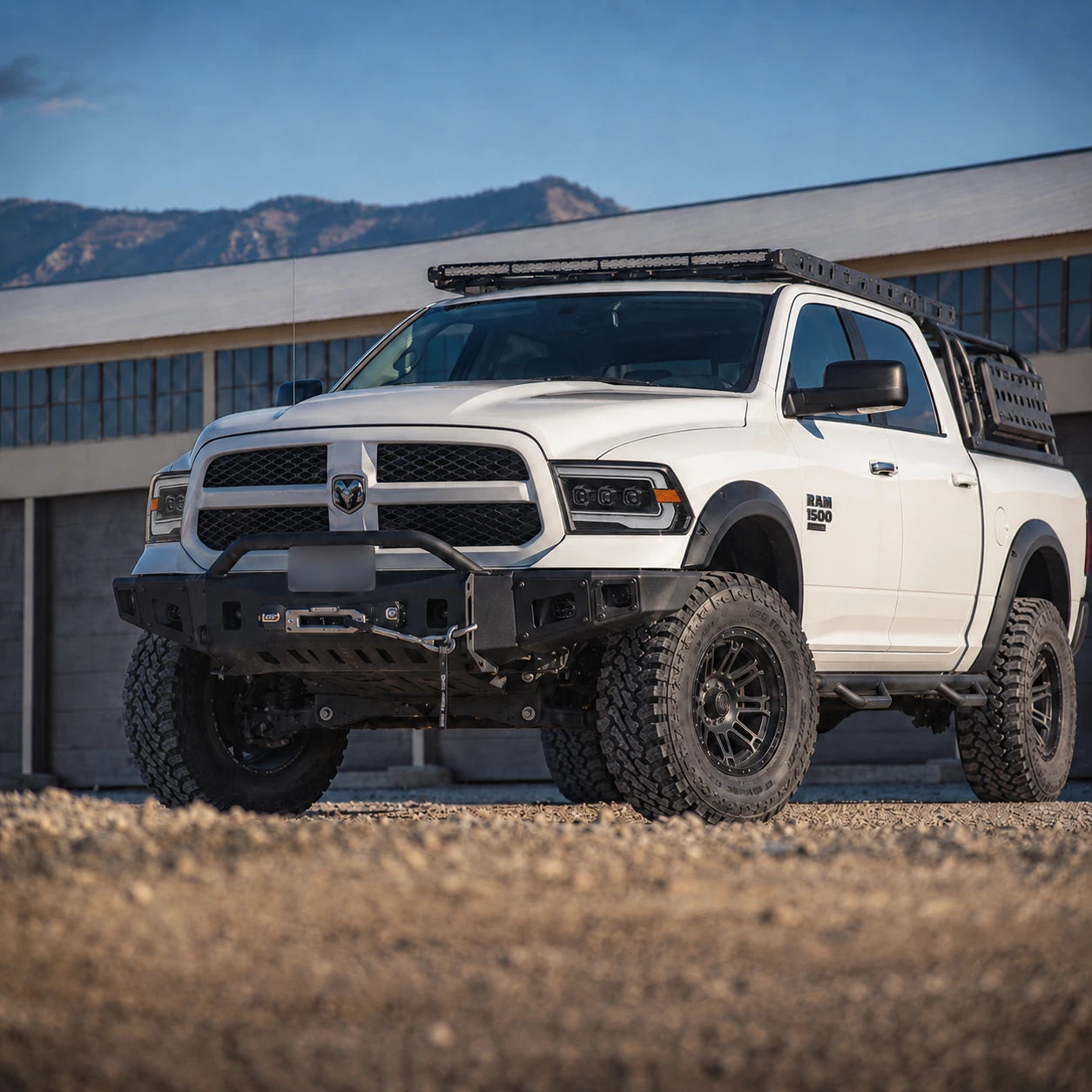 2009-2018 Ram 1500/2500/3500 and 2019-2024 Ram 1500 Classic LED Triple Projector Headlights — lights-off in daylight — H-RAM09