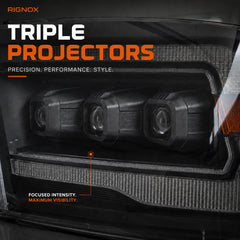 2009-2018 Ram 1500/2500/3500 and 2019-2024 Ram 1500 Classic LED Triple Projector Headlights — triple projectors — H-RAM09