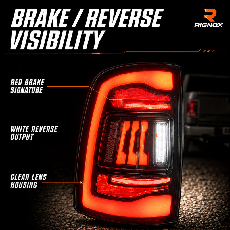 2009-2018 Dodge Ram 1500/2500/3500 Sequential LED Tail Lights — clear function10 - T-RAM09-CW